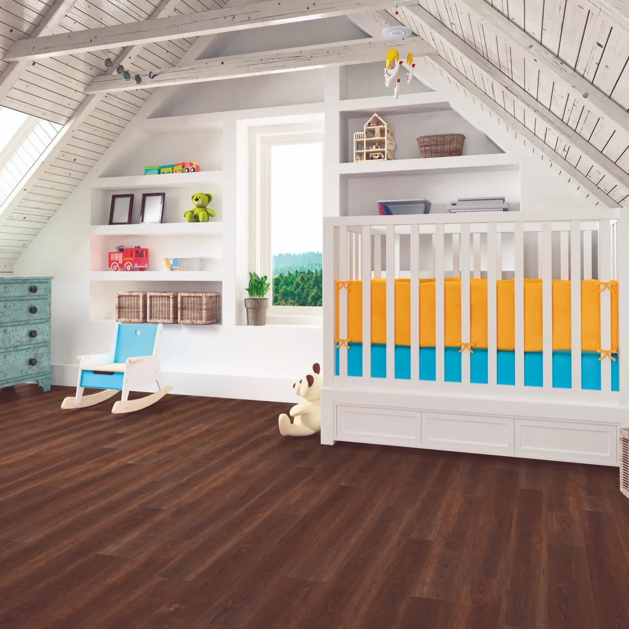 Cozy attic nursery interior | Reinhold Flooring